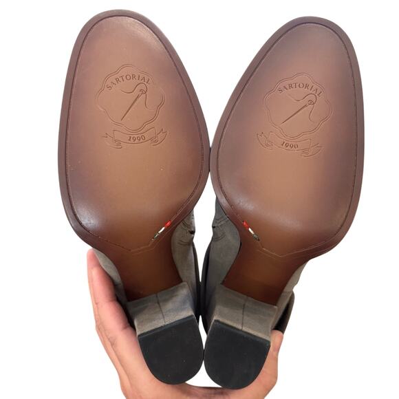 NEW Franco Sarto Grey Suede Tall Block Heel Zip Boots Leather Upper Women's 5 - Picture 7 of 8